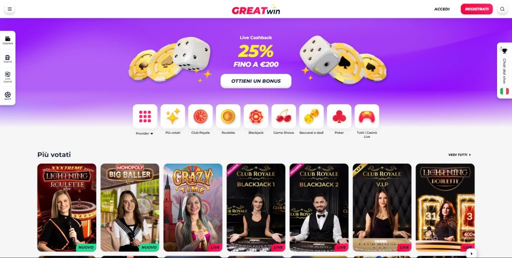 Migliori Casino per Italiani GreatWIN