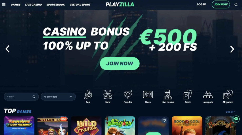 playzilla online casino screenshot